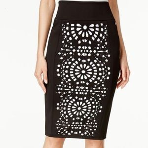 Thalia Sodi Laser-Cutout Scuba Pencil Skirt